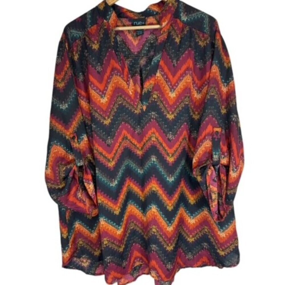 Rue 21  Womens Size‎ 3X Pullover Tunic 3/4 Roll Tab Sleeve Top Blouse